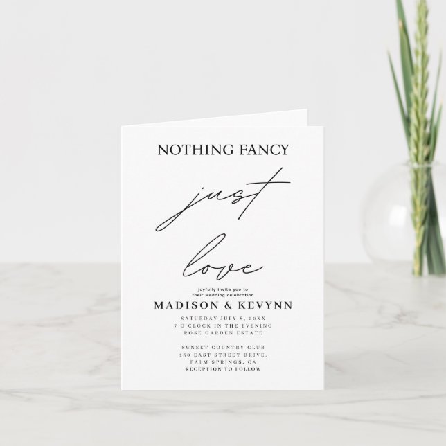 Nothing Fancy Just Love Wedding Invitation (Front)