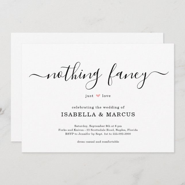 Nothing Fancy Just Love Wedding Invitation (Front/Back)
