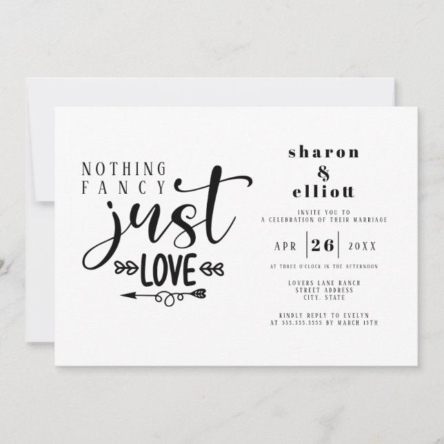 Nothing Fancy Just Love Wedding Invitation (Front)