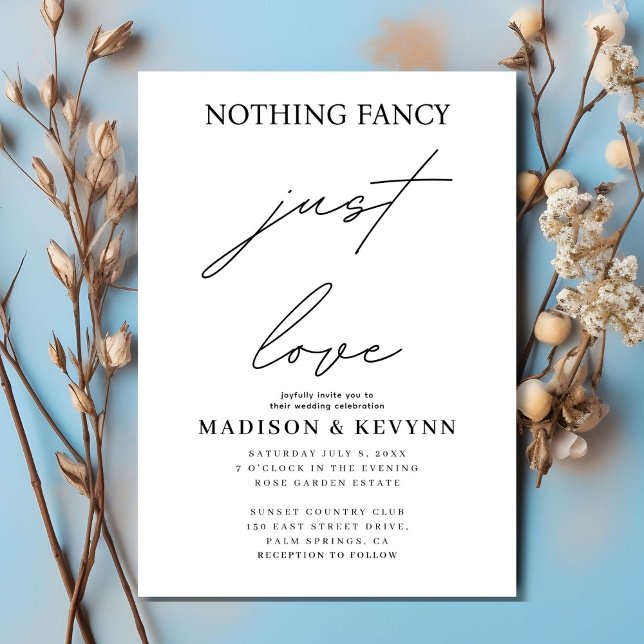 Nothing Fancy Just Love Wedding Invitation (Creator Uploaded)