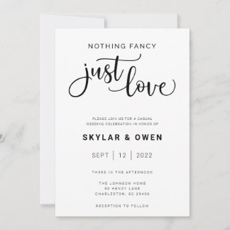 Nothing Fancy Just Love Wedding Invitation