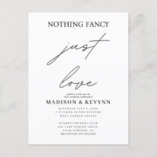 Nothing Fancy Just Love Wedding Invitation Postcard