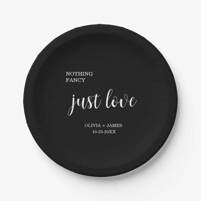 Nothing Fancy Just Love Wedding   Paper Plate (Front)