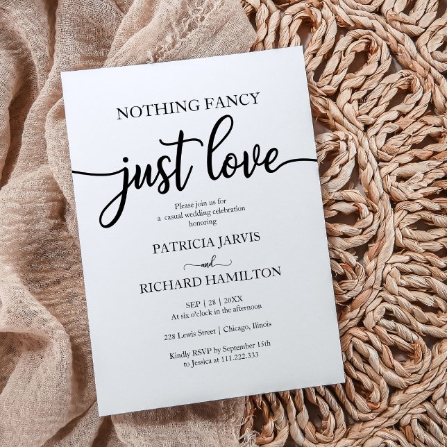 Nothing Fancy Just Love Wedding QR RSVP Invitation (Creator Uploaded)