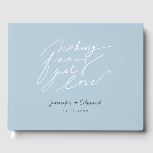 Nothing Fancy Just Love Wedding Quote with Photo Guest Book (Front)