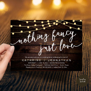 Nothing Fancy, Just Love, Wedding Reception Dinner Invitation