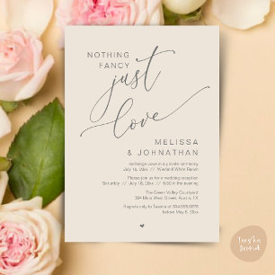 Nothing Fancy, Just Love, Wedding Reception Dinner Invitation