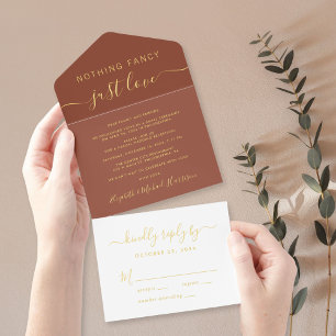 Nothing Fancy Just Love Wedding Reception Foil All In One Invitation