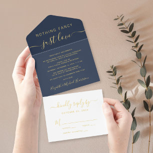 Nothing Fancy Just Love Wedding Reception Foil All In One Invitation