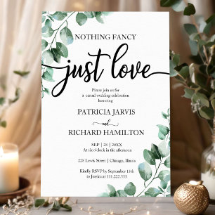 Nothing Fancy Just Love Wedding Reception Greenery Invitation