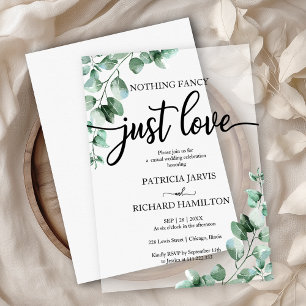 Nothing Fancy Just Love Wedding Reception Greenery Vellum Invitations
