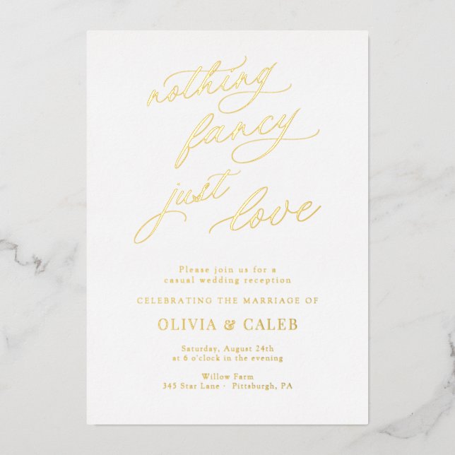 Nothing Fancy Just Love Wedding Reception Invitati (Front)