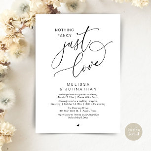 Nothing Fancy, Just Love, Wedding Reception Invitation