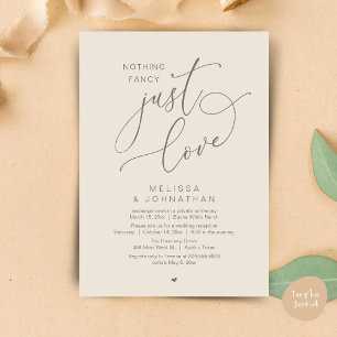 Nothing Fancy, Just Love, Wedding Reception Invitation