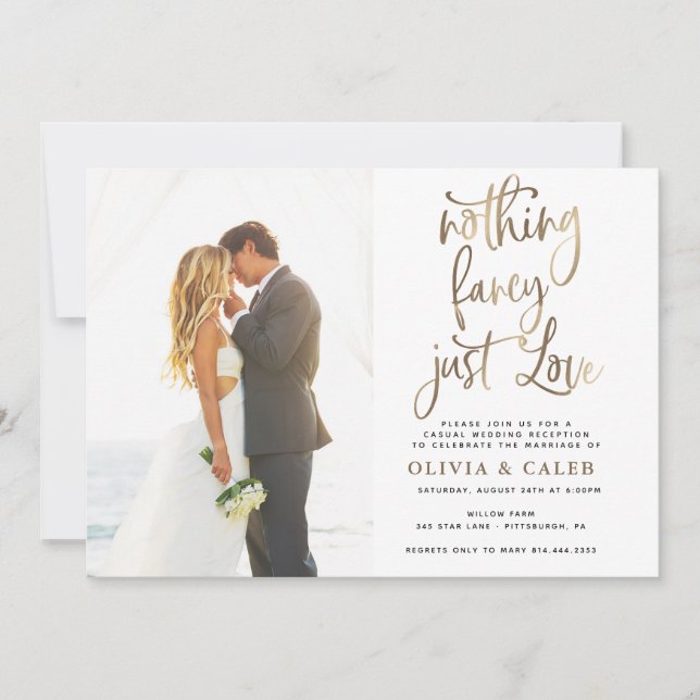 Nothing Fancy Just Love Wedding Reception Invitation (Front)