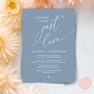 Nothing Fancy, Just Love, Wedding Reception Party Invitation