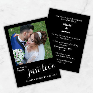 Nothing Fancy Just Love Wedding Reception Photo  Invitation