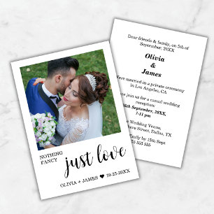 Nothing Fancy Just Love Wedding Reception Photo  Invitation