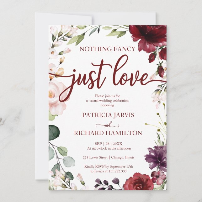 Nothing Fancy Just Love Wedding Rustic Chic Invitation (Front)