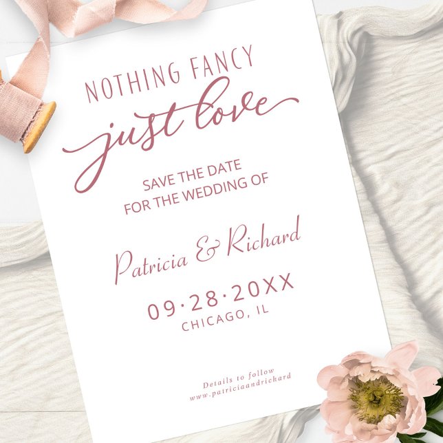 Nothing Fancy Just Love Wedding Save The Date Postcard (Creator Uploaded)