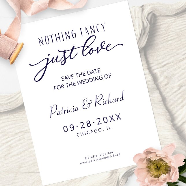 Nothing Fancy Just Love Wedding Save The Date Postcard (Creator Uploaded)