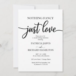 Nothing Fancy Just Love Wedding White Back  Invitation