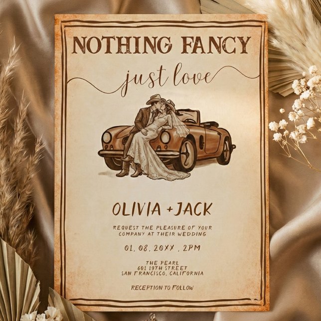 Nothing Fancy Just Love Western Rustic Wedding   Invitation (Creator Uploaded)