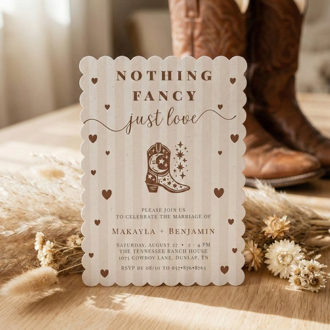 Nothing Fancy Just Love Western Rustic Wedding Invitation (Creator Uploaded)