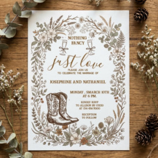 Nothing Fancy Just Love Western Wedding Invitation