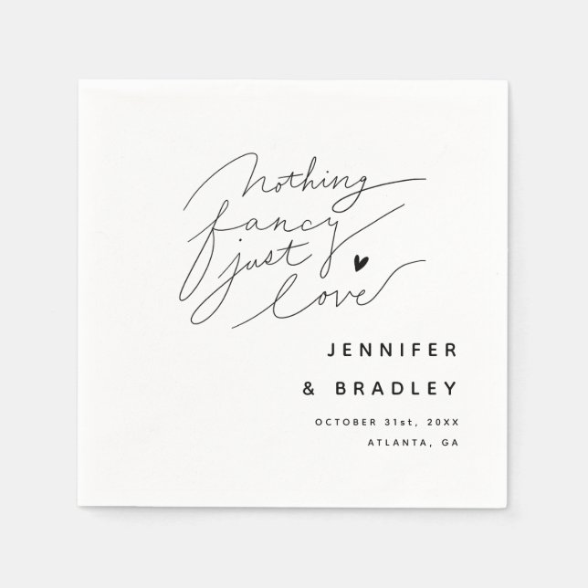 Nothing Fancy Just Love White Dinner  Napkin (Front)