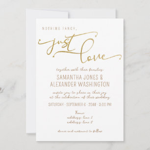 Nothing Fancy Just Love White & Gold RSVP QR Code Invitation