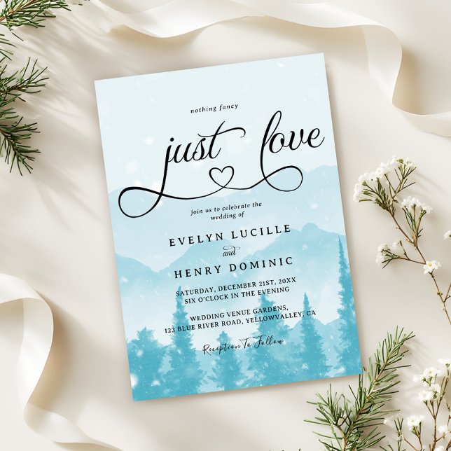 Nothing Fancy Just Love Winter Wedding Invitation (Creator Uploaded)