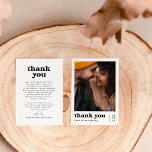 Nothing Fancy Retro Groovy Photo Wedding Thank You Card<br><div class="desc">An elegant photo thank you card to match our Nothing Fancy Just Love Retro Groovy Wedding collection. The front of the design features your custom photo and "thank you" in a retro, groovy font together with your names & the date in simple sans serif typography. The back of the design...</div>