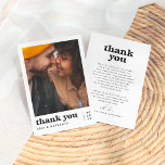 Nothing Fancy Retro Groovy Photo Wedding Thank You Card<br><div class="desc">An elegant photo thank you card to match our Nothing Fancy Just Love Retro Groovy Wedding collection. The front of the design features your custom photo and "thank you" in a retro, groovy font together with your names & the date in simple sans serif typography. The back of the design...</div>