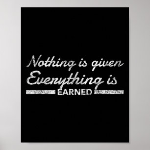 Nothing Is Given Everything Is Earned Motivational Poster
