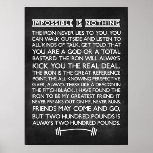 Nothing is impossible Gym Motivational Chalkboard Poster