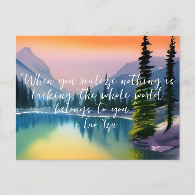 Nothing Is Lacking Zen Quote Peaceful Lake Scene Postcard (Front)