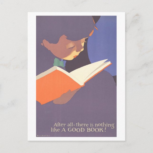 "Nothing Like a Good Book" Vintage Poster Postcard (Front)