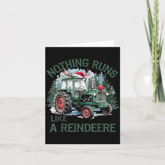 Nothing Runs Like A Reindeer Christmas Tractor Far Card (Front)