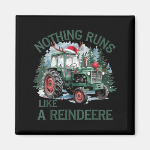 Nothing Runs Like A Reindeer Christmas Tractor Far Magnet