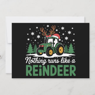 Nothing Runs Like A Reindeer Christmas Tractor Invitation