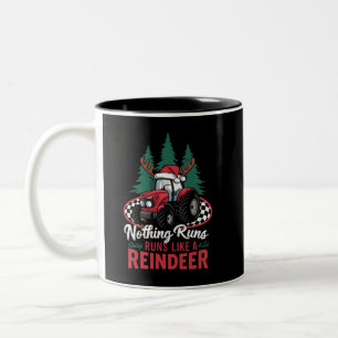Nothing Runs Like A Reindeer Christmas Tractor Two-Tone Coffee Mug