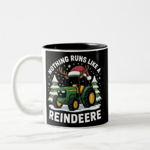 Nothing Runs Like A Reindeere Christmas Tractor Two-Tone Coffee Mug