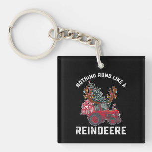 Nothing Runs Like A Reindeere Tractor Reindeer Key Ring