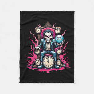 Nothing S - Surreal Skeletal Vintage Throne Art Fleece Blanket