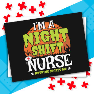 Nothing Scares Funny Halloween Night Shift Nurse Postcard