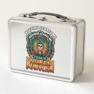 Nothing Scares Me Nurse Halloween Skull Syringe St Metal Lunch Box