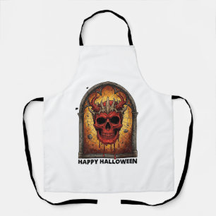 Nothing Scares Me Red Horned Skull Spider Web Hall Apron