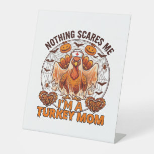 Nothing Scares Me Turkey Mum Halloween Nurse Ghost Pedestal Sign