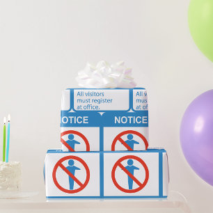 Notice All Visitors Wrapping Paper
